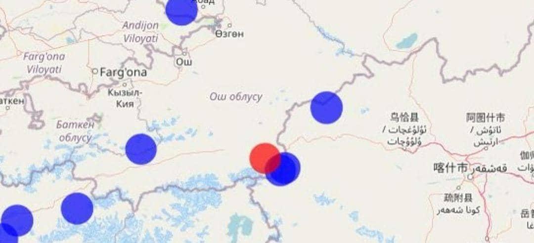 В Ошской области зарегистрировано землетрясение силой 3,5 балла
